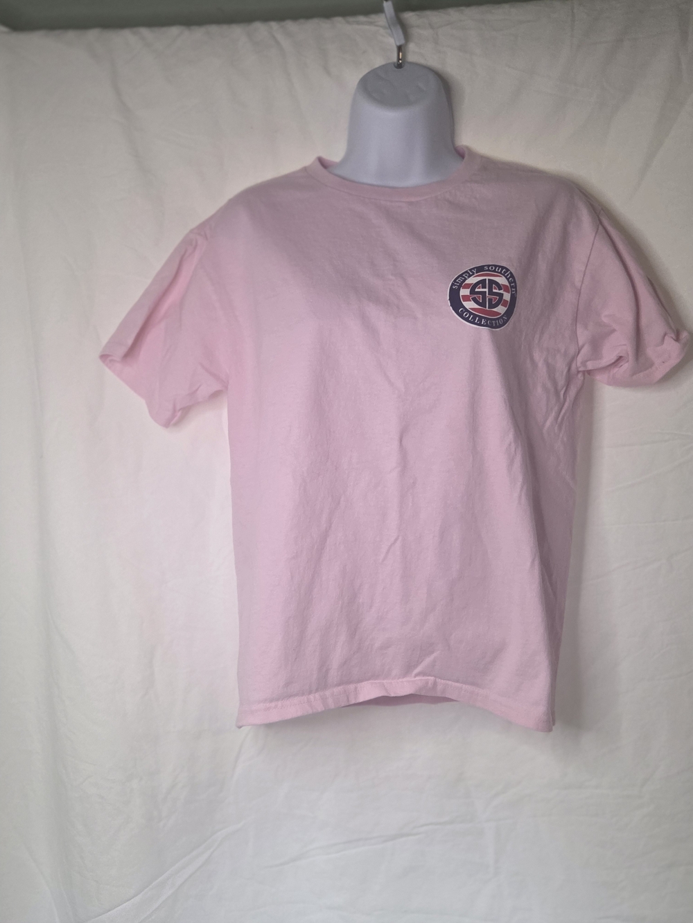 Simply Southern Light Pink Youth Tee with Navy Logo